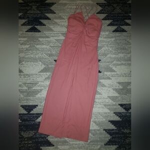 Zara Knotted Linen Blend Pink Dress Size M